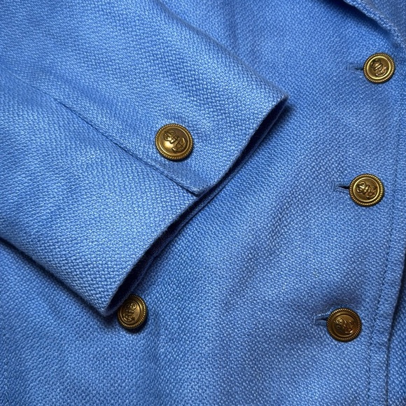 Lauren Ralph Lauren 100% Linen Double Breasted Blazer Military/Nautical Size 12 - Picture 13 of 14